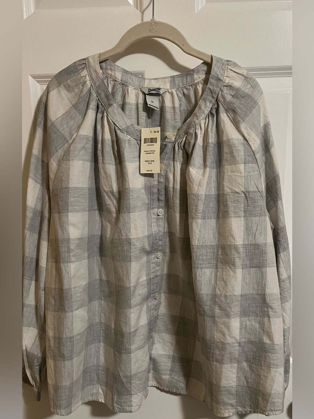 NWT Duluth Trading button down plaid blouse. Size XL